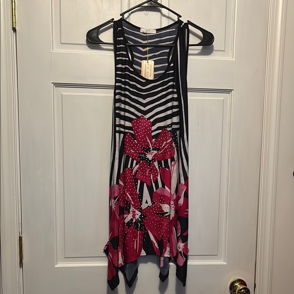 Chic Black and White Asymmetrical Halter Sundress
